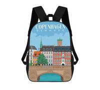 sinyumoney Bridge And City Copenhagen Mochila Escolar Infantil De Moda Informal Mochilas Infantiles Impresas En 3D Mochila Grande Para Niño 17inch