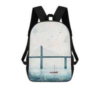 sinyumoney Bridge And Sailboat Mochila Escolar Resistente Al Agua, Mochila De Viaje, Bolsa Para Computadora Para Campus, Viajes Al Aire Libre, Deportes 17inch