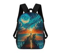 sinyumoney Bridge to Ocean Painting Mochila Escolar Para Niñas 17inch Mochila Informal Ligera Para Niños Y Niñas, Ideal Para Estudiantes De Secundaria