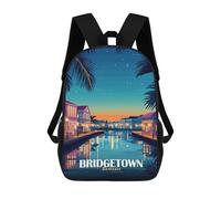 sinyumoney Bridgetown Barbados Travel Mochila Infantil Para Niñas, Mochila Escolar 3D, Mochila Para Niños Pequeños, Mochila Informal De Día, Mochila Escolar De Moda 17inch