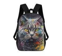sinyumoney British Shorthair Painting Mochila Escolar Para Niños Y Niñas, Mochila Informal De Viaje, Mochila De Gran Capacidad Para El Día A Día 17inch