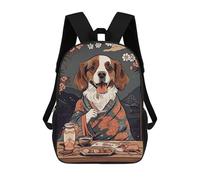 sinyumoney Brittany Dog Japanese Food Mochila Escolar, De Negocios, Para Portátil, Unisex, Informal, Para Niñas, Niños Y Adolescentes 17inch