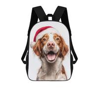sinyumoney Brittany Dog with Santa Hat Mochila Escolar Resistente Al Agua, Mochila De Viaje, Bolsa Para Computadora Para Campus, Viajes Al Aire Libre, Deportes 17inch