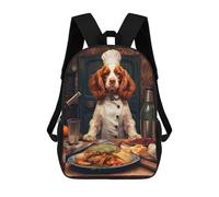 sinyumoney Brittany Spaniel Chef Mochila Escolar Infantil Impresa En 3D Para Niños, Mochilas De Viaje De Alta Capacidad, Bolsas Para Libros, Mochila Escolar Infantil 17inch