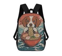 sinyumoney Brittany Spaniel Eating Ramen Mochila Escolar De Moda, Mochila Para Material Escolar, Mochila Impermeable Informal Para Acampar, Aventuras Al Aire Libre Y Viajes Diarios 17inch
