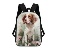 sinyumoney Brittany Spaniel Flowers Mochila Infantil, Mochila Escolar Infantil, Mochilas Escolares Impresas En 3D Para Niños Y Estudiantes Adolescentes 17inch