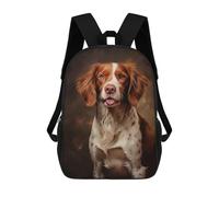 sinyumoney Brittany Spaniel Mochila Escolar Infantil De 17 Pulgadas, Impresa En 3D, Estilo Casual, Para Niños, Ideal Para Viajes, Como Mochila Escolar O Para Llevar Libros.