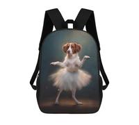 sinyumoney Brittany Spaniel T Rex Dinosaur Mochila Escolar Resistente Al Agua, Mochila Escolar De Negocios Para Niñas, Niños Y Adolescentes 17inch