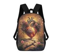 sinyumoney Broken Heart with Flowers Mochila Escolar Resistente Al Agua, Mochila De Viaje, Bolsa Para Computadora Para Niñas, Niños Y Adolescentes 17inch