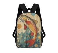 sinyumoney Brown Trout on Wood Panel Art Fishing Cabin Decoration Mochila Escolar Infantil Impresa En 3D Para Niños, Mochilas De Viaje, Bolsas Para Libros Para Niños Estudiantes De Primaria 17inch