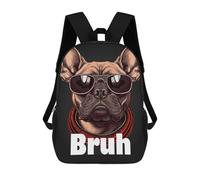 sinyumoney Bruh English Bulldog Meme Mochilas Escolares, Mochilas Para Portátil, Mochilas Para Camping, Aventuras Al Aire Libre Y Viajes Diarios 17inch