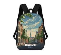 sinyumoney Brussels, Belgium Cityscape Illustration Mochila Escolar Infantil Impresa En 3D Para Niños, Mochilas De Viaje, Bolsas Para Libros, Mochila Escolar Infantil 17inch