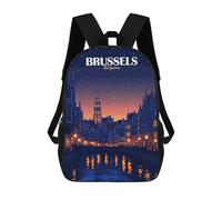 sinyumoney Brussels Belgium Night Cityscape Art Mochilas Infantiles Mochila Escolar Mochila Impresa En 3D Para Niños Mochilas De Viaje Bolsas Para Libros Mochila Escolar Para Niños 17inch