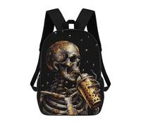 sinyumoney Bubble Tea Skull Mochila Escolar Impresa En 3D Mochilas Informales Para Niños Mochila Escolar Impresa En 3D Para Niños De Primaria Y Secundaria 17inch