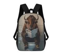 sinyumoney Buffalo Reading Newspaper on Toilet Mochila Escolar/para Ordenador Portátil Para Colegio/trabajo/viajes Para Camping, Aventuras Al Aire Libre Y Viajes Diarios 17inch