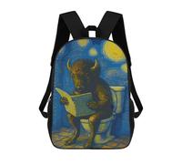 sinyumoney Buffalo Reading on Toilet, Starry Night Mochila Escolar Para Niños Y Niñas, Mochila Informal De Viaje, Mochila De Gran Capacidad Para El Día A Día 17inch