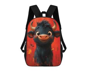 sinyumoney Bull Cartoon Oil Paint Mochila Escolar Para La Escuela Secundaria, Preparatoria, Universidad, Viajes Para Adolescentes, Niñas, Niños, Mujeres Y Hombres 17inch