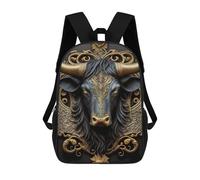sinyumoney Bull Golden Art Deco Mochila Escolar Infantil De 17 Pulgadas, Mochila Escolar Impresa En 3D Para Niños De Primaria Y Secundaria