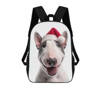 sinyumoney Bull Terrier Dog with Santa Hat Mochilas Infantiles Mochila Escolar Mochila Impresa En 3D Para Niños Mochilas De Viaje Bolsas Para Libros Mochila Escolar Para Niños 17inch