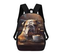 sinyumoney Bulldog Coffee Cute Dog Mochila Escolar Ligera Para El Colegio, Mochila Escolar De Día, Mochila Para Libros Para La Universidad Para Niñas, Adolescentes 17inch