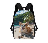 Sinyumoney Bulldog French Pool Summer Mochila Escolar Impermeable Para Ordenador Portátil, Para Adolescentes, Niños, Mujeres Y Hombres, Happy Welsh Corgi Beach, 17"
