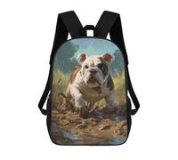 sinyumoney Bulldog in Mud Painting Mochila Infantil De 17 Pulgadas, Mochila Escolar Con Estampado 3D De Dibujos Animados Para Niños Y Adolescentes.
