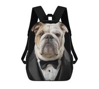 sinyumoney Bulldog in Tuxedo Mochila Infantil, Mochila Escolar Impresa En 3D, Mochila Para Niños Y Niñas, Mochila Escolar Ajustable Para La Escuela Primaria 17inch