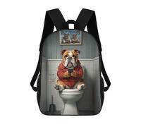 sinyumoney Bulldog on Toilet with Smartphone Mochila Escolar Infantil De Moda Informal Mochilas Infantiles Impresas En 3D Mochila Grande Para Niño 17inch