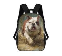 sinyumoney Bulldog Running in Water Mochila Escolar Infantil De 17 Pulgadas, Mochila Escolar Impresa En 3D Para Niños De Primaria Y Secundaria