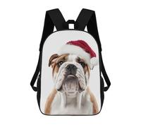 sinyumoney Bulldog with Santa Hat Mochila Escolar Infantil Impresa En 3D Para Niños, Mochilas De Viaje De Alta Capacidad, Bolsas Para Libros, Mochila Escolar Infantil 17inch
