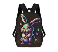 sinyumoney Bunny Colorful Mochila Escolar Infantil De 17 Pulgadas, Impresa En 3D, Estilo Casual, Para Niños, Ideal Para Viajes, Como Mochila Escolar O Para Llevar Libros.