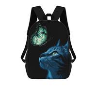 sinyumoney Butterfly And Cat Mochila Escolar Para Niños De 17 Pulgadas, Mochila Informal De Viaje Para Niños Y Niñas, Mochila De Gran Capacidad Para El Día A Día 17inch