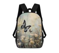 sinyumoney Butterfly Garden Painting-1 Mochilas Para Niños 17inch Mochila Escolar Mochila Escolar Impresa En 3D Para Niños De Primaria Y Secundaria