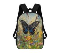 sinyumoney Butterfly Garden Painting-3 Mochila Escolar Impresa En 3D 17inch Mochilas De Moda Para Niños, Mochilas Escolares Para Niños De Primaria Y Secundaria