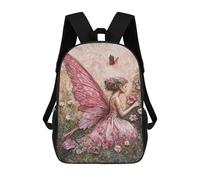 sinyumoney Butterfly Pink Fairy in A Flower Garden Mochila Escolar Para El Trabajo, Negocios, Universidad Y Escuela Para Niñas Y Adolescentes 17inch