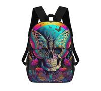 sinyumoney Butterfly Skull Artwork Mochila Escolar Para Niños Y Niñas, Mochila Informal De Viaje, Mochila De Gran Capacidad Para El Día A Día 17inch