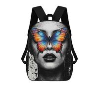 sinyumoney Butterfly Vision Woman in Monochrome Mochila Escolar Para Niñas Y Niños, Mochilas De Gran Capacidad, Mochilas Ligeras Para Niños Y Estudiantes 17inch