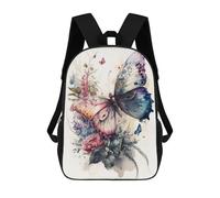 sinyumoney Butterfly Watercolor Mochila Escolar De 17 Pulgadas Para Adolescentes, Con Estampado 3D, Ajustable Y Con Bolsillos, Ideal Para Niños, Niñas Y Estudiantes.