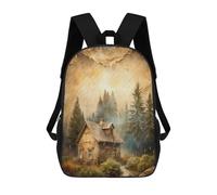 sinyumoney Cabin in The Woods Rainy Day Mochila Infantil, Mochila Escolar Impresa En 3D, Mochila Para Niños Y Niñas, Mochila Escolar Ajustable Para La Escuela Primaria 17inch