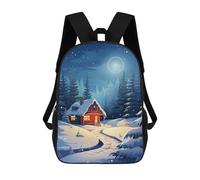 sinyumoney Cabin in Winter at Night Mochila Escolar Infantil Impresa En 3D Para Niños, Mochilas De Viaje, Bolsas Para Libros Para Niños Estudiantes De Primaria 17inch