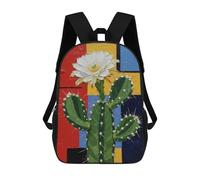 sinyumoney Cactus Flower Painting with Geometric Background Mochila Escolar Infantil De Moda Informal Mochilas Infantiles Impresas En 3D Mochila Grande Para Niño 17inch