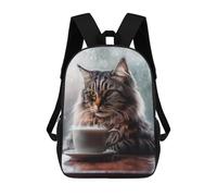 sinyumoney Caffeine Cat 2 Mochila Escolar Impresa En 3D Para Niños Y Niñas, Mochila Para Portátil Para Niños/estudiantes/adultos 17inch