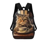sinyumoney Caffeine Cat 3 Mochila Para Niños, Adolescentes Y Estudiantes, Mochilas Para Niñas, Mochilas Para Niños Pequeños, Primaria Y Secundaria 17inch