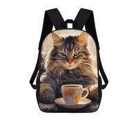 sinyumoney Caffeine Cat 4 Mochila Escolar De Moda Para Estudiantes, Adecuada Para Niños Y Niñas, Mochila Informal Para Viajes Al Aire Libre, Esencial Para El Día A Día 17inch