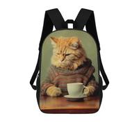 sinyumoney Caffeine Cat 6 Mochila Escolar De Moda Para Estudiantes, Adecuada Para Niños Y Niñas, Mochila Informal Para Viajes Al Aire Libre, Esencial Para El Día A Día 17inch