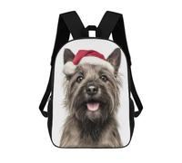 sinyumoney Cairn Terrier Dog with Santa Hat Portrait Mochila Infantil De Moda Divertida Mochila Escolar Para Niños Y Adolescentes Con Impresión 3D Para Niños 17inch
