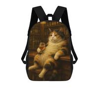sinyumoney Calico Cat Drinking at The Bar Mochila Escolar Infantil Estampada Para Adultos Y Niños, Mochila De Viaje Para El Día A Día 17inch