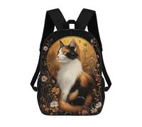 sinyumoney Calico Cat in Floral Golden Aura Mochila Escolar Para Ordenador Portátil Para La Escuela/trabajo/viajes: Perfecta Para Viajes, Trabajo Y Uso Diario 17inch