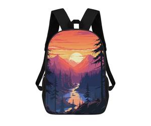 sinyumoney California River Pixel Art Mochila Escolar Impresa En 3D Para Niños Y Niñas, Mochila Para Portátil Para Niños/estudiantes/adultos 17inch