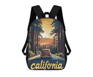 sinyumoney California Road Trip Mochila Escolar Infantil Impresa En 3D Para Niños, Mochila De Viaje De Alta Capacidad, Bolsas Para Libros, Mochila Escolar Infantil 17inch